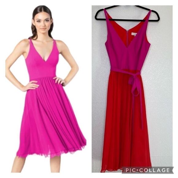 DRESS the Population Alicia Color block Fit and Flare Party Dress S - Picture 1 of 5